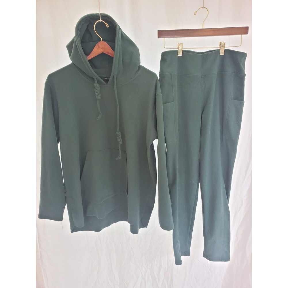 Coco + Carmen Green Hoodie and Leggings Lounge Set Women L/XL Athleisure